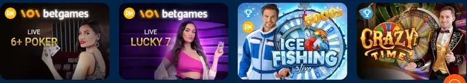 طاولات الكازينو المباشر في Mostbet: 6+ Poker وLucky 7 وIce Fishing وCrazy Time